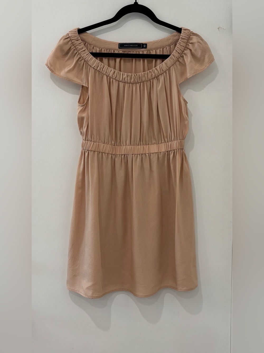 Annie Havlicek 100% Silk Blush Pink Dusty Rose Mini Dress XS